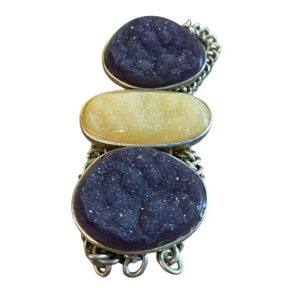 Natural stone & brass bangle - Picture 5 of 9